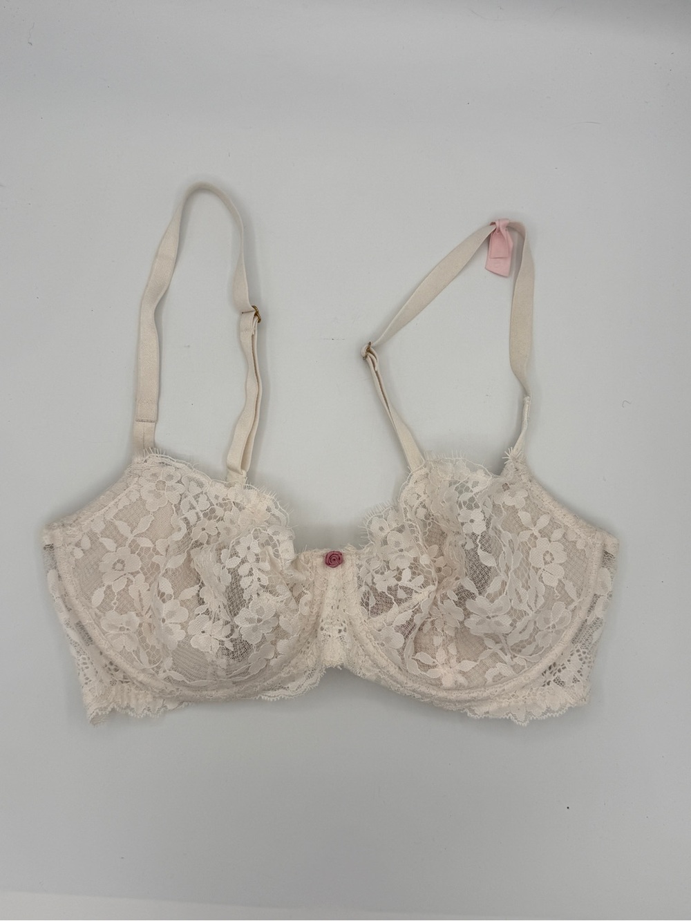 Victoria's Secret Pushup Bra without Padding White Lace Bridal Dream Angels 34DD